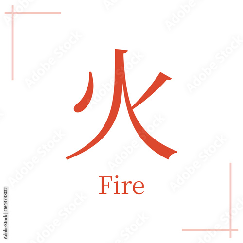 Fire sign, feng shui, bazi, symbol of five elements in chinese astrology, chinese metaphysics, hieroglyph, icon
