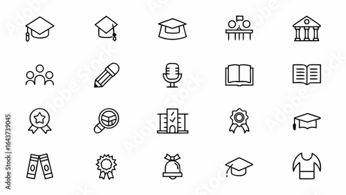 A refined set symbolizing higher education, academic achievement, and student life. Perfect for university brochures, graduation invitations, and alumni newsletters