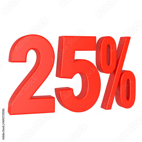Twenty-five percent discount, promotional offer, special price on transparent background