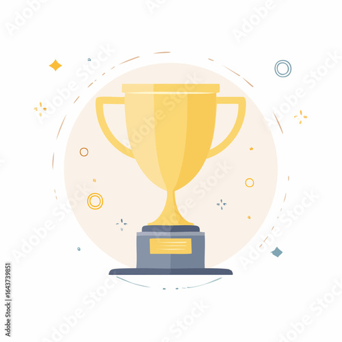 Golden Trophy Cup Illustration for Award and Achievement on White