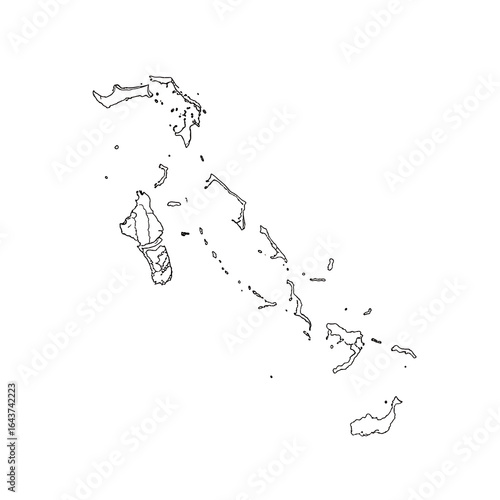 Art of outline map of the bahamas, an archipelago in the caribbean, isolated on transparent background