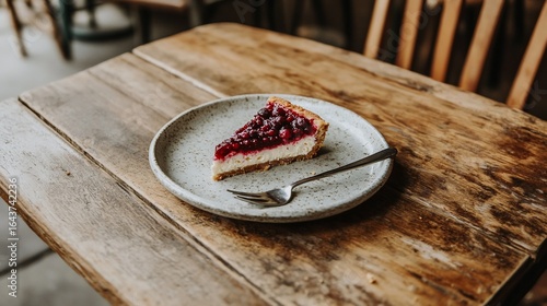 Wallpaper Mural Slice of berry cheesecake on rustic table Torontodigital.ca