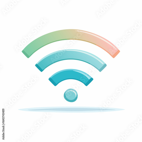 Gradient Wifi Symbol on White Background for Wireless Communication