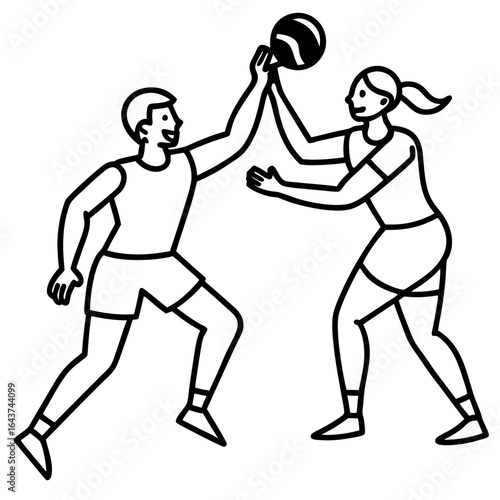 People play Vollyball line art vector