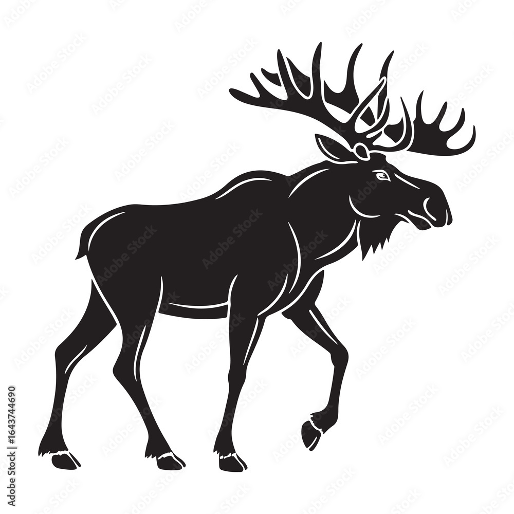 Fototapeta premium moose silhouette vector illustration with antlers and wildlife theme