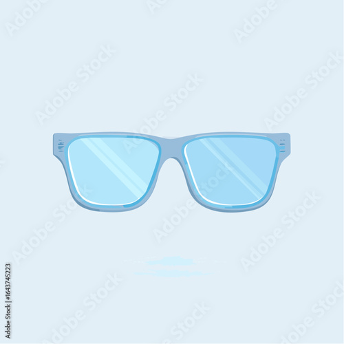Stylish Blue Sunglasses Vector Illustration on a Light Blue Background