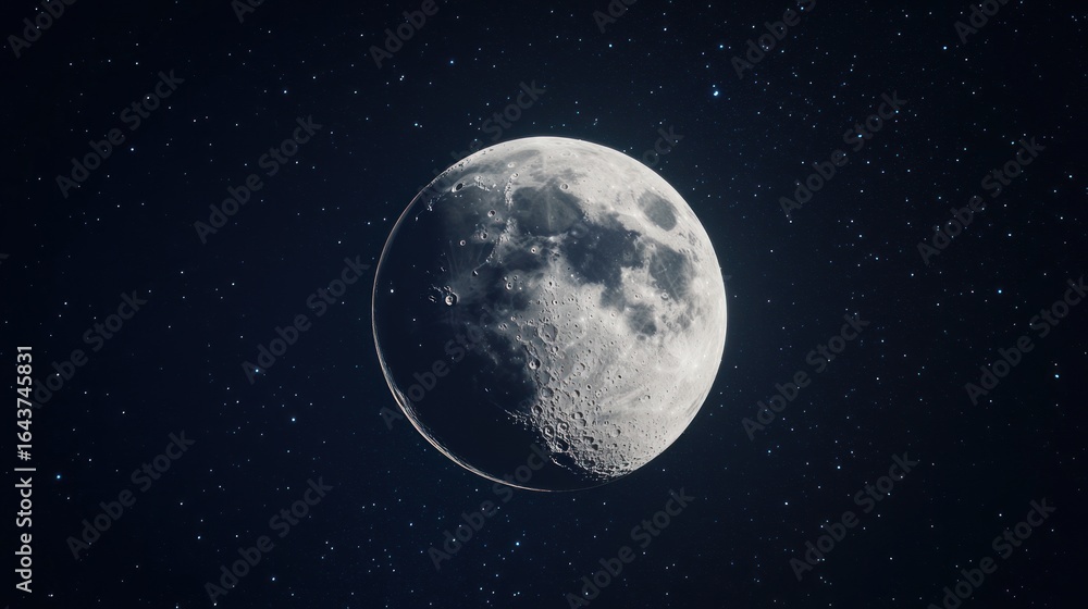 Fototapeta premium Crescent moon in starry night sky