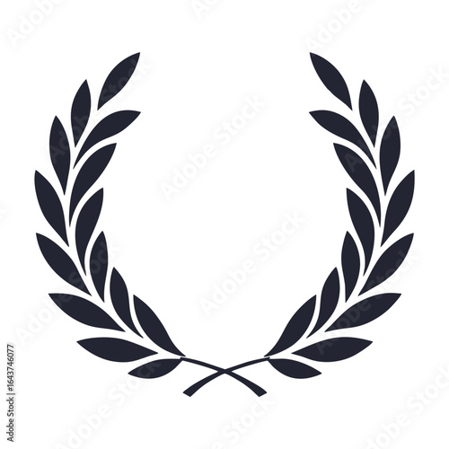 Elegant Laurel Wreath Vector Silhouette for Award, Achievement, Victory, and Honor Symbol in Classic Decorative Design Style