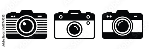 Camera icon vector illustration isolated on white background. Classic camera icon, representing photography or capturing moments. Camera icon set, photo camera icon, camera photography icon