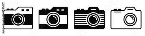 Simple black camera silhouettes, Camera icons set in black, photo icon, camera vector icon. Photo vector icon minimalistic flat design.