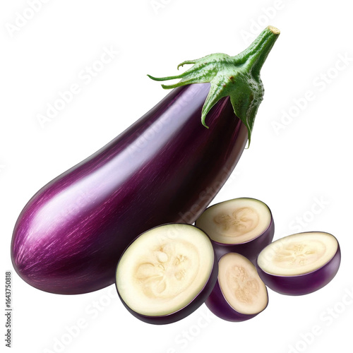 Wallpaper Mural A whole and slice eggplant isolated on transparent background Torontodigital.ca