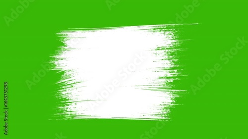 Paint of Stain transition. Grunge paintbrush frame. Green screen, chromakey