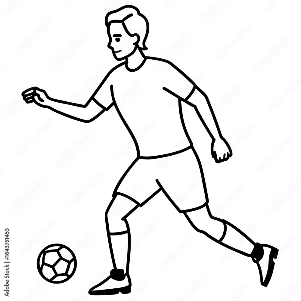 Man play foodball line art vector Man play foodball line art vector
