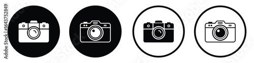Camera icon vector set. Camera vector icon. Camera icon vector illustration. Black and white camera illustrations.
