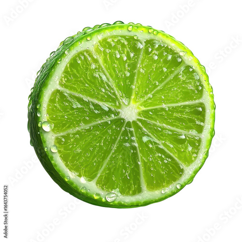 Quadro em tela Fresh lime with water drop isolated on transparent background
