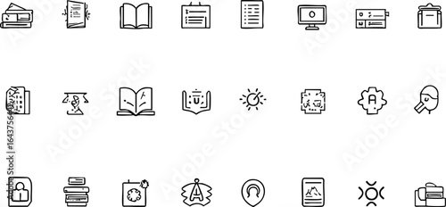 Minimalist Line Art Education and Learning Icon Collection – School & University Essentials