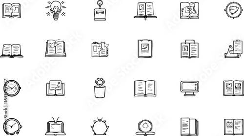 Minimalist Line Art Education and Learning Icon Collection – School & University Essentials