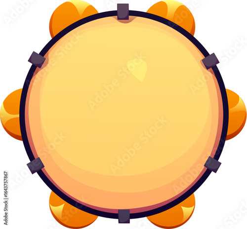 Cartoon musical font letter O as a tambourine with jingles around its edges. Music instrument typeface, entertainment funny type, English alphabet. Isolated vector musician abc typography character