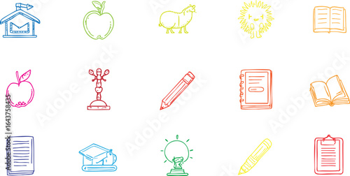 Set of 40 Minimalist Education & Learning Web Icons – Line Art Style