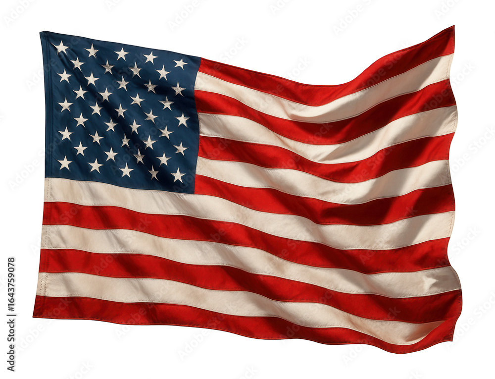 Obraz premium American flag waving with red, white, and blue colors.