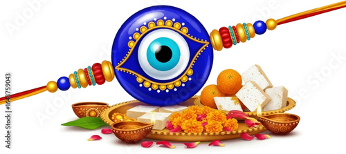 Raksha Bandhan Celebration with Evil Eye Rakhi and Sweets