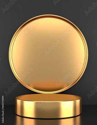 Golden circular display podium
