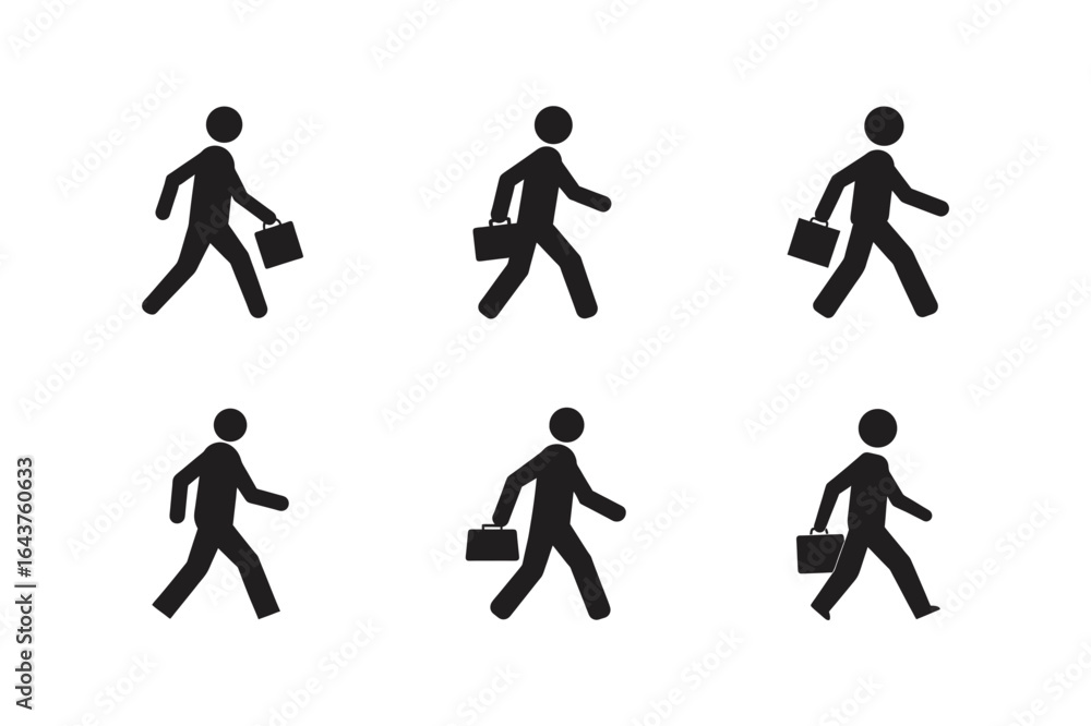 Naklejka premium walking person icon eco commuting silhouette vector art