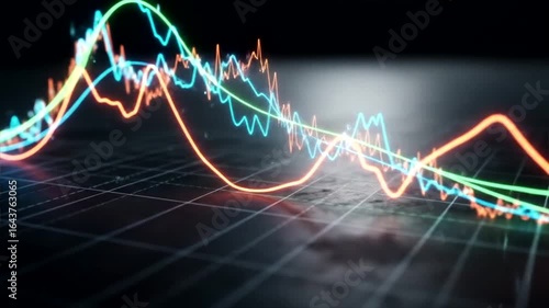 Dynamic Stock Market Visualization:  A 3D Render of Fluctuating Market Trends