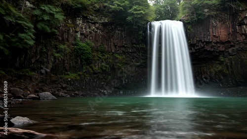 Majestic Waterfall Cascading into a Serene Pool