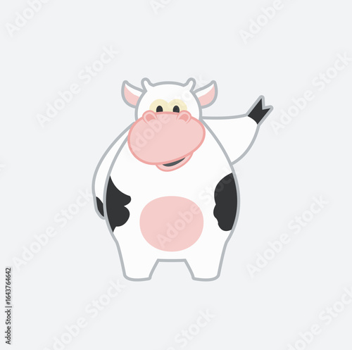 Cute Cartoon Cow Waving Hand Illustration vector mascot character design