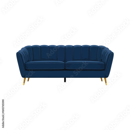 Modern comfortable leather sofa for stylish home interior design isolated on white background