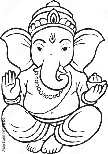 Hand-drawn Lord Ganpati on Ganesh