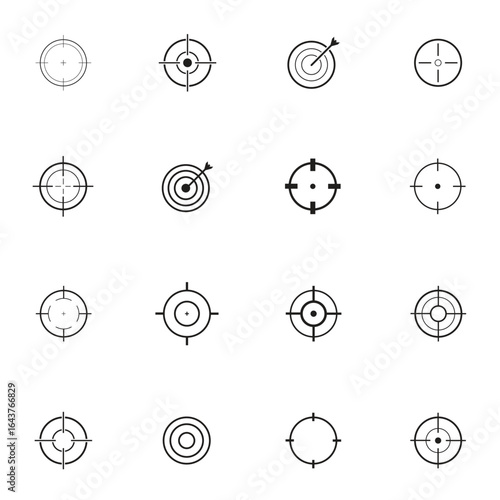 A set of target and aim or crosshair icons