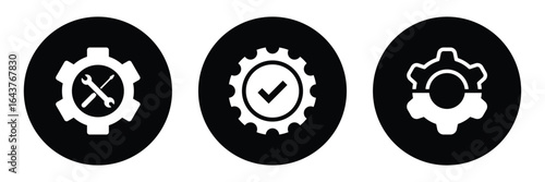 Vector setting or spinning wheel flat design icon. Gear wheel, gear icon set, setting symbol, cogwheel vector, mechanism gears icon, cogwheel and settings symbol isolated on white background