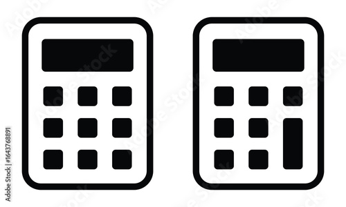 Calculator icon set, Simple calculator icon collection, Vector set of calculators and arithmetic sign icons for apps and websites. Digital calculator symbols with plus, minus, multiply, divide buttons