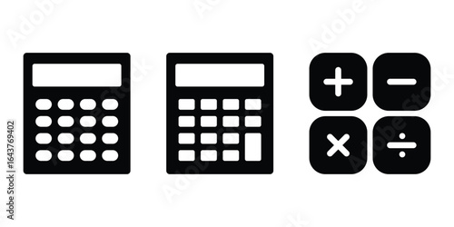 Calculator icon, black isolated vector illustration. Creative Calculator logo icon, vector design template, calculator, math device, financial analytics, bookkeeping, budget, debit, credit calculation