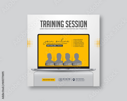 Online training session live webinar social media post template