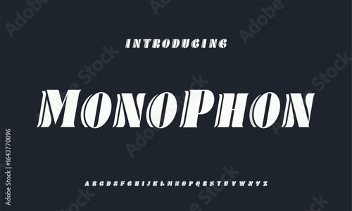 Monophon is Modern Bold Font. Serif Font. Regular Italic Uppercase  Typography urban style alphabet fonts for fashion, sport, technology, digital, movie, logo design, vector illustration