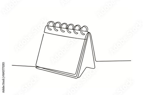 Single line drawing a desk calendar with spiral binding page