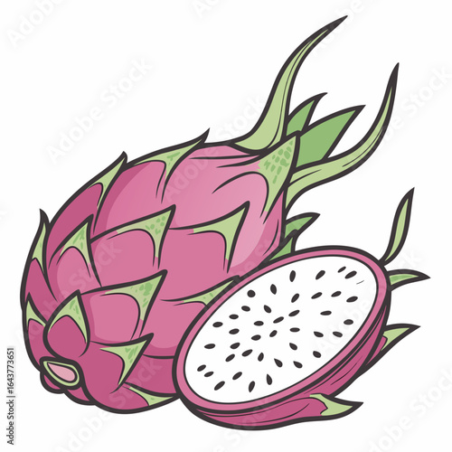 Vivid dragon fruit illustration showcases tropical flavor and exotic appeal in artwork