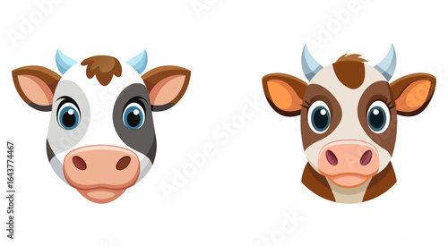 Set of cow head vector illustration design