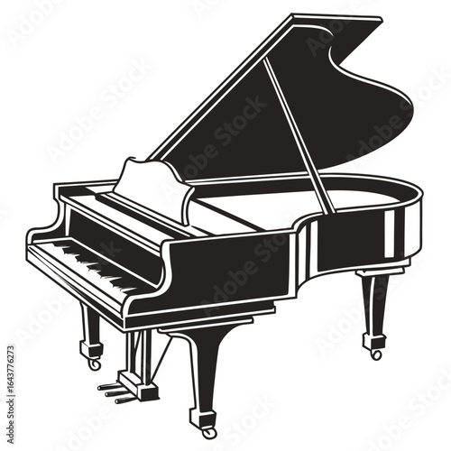 grand piano and music notes