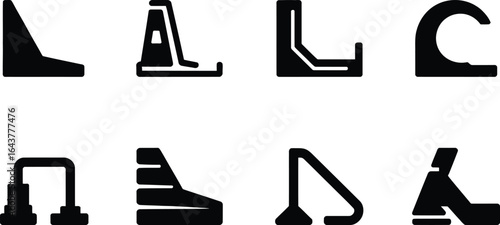 Safety stopper block icon set featuring a red and green warning silhouette