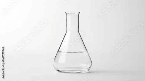 A clear glass beaker filled with water on a white background.