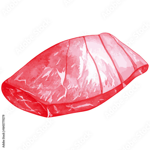 Watercolor Illustration of Raw Sirloin Steak Cut