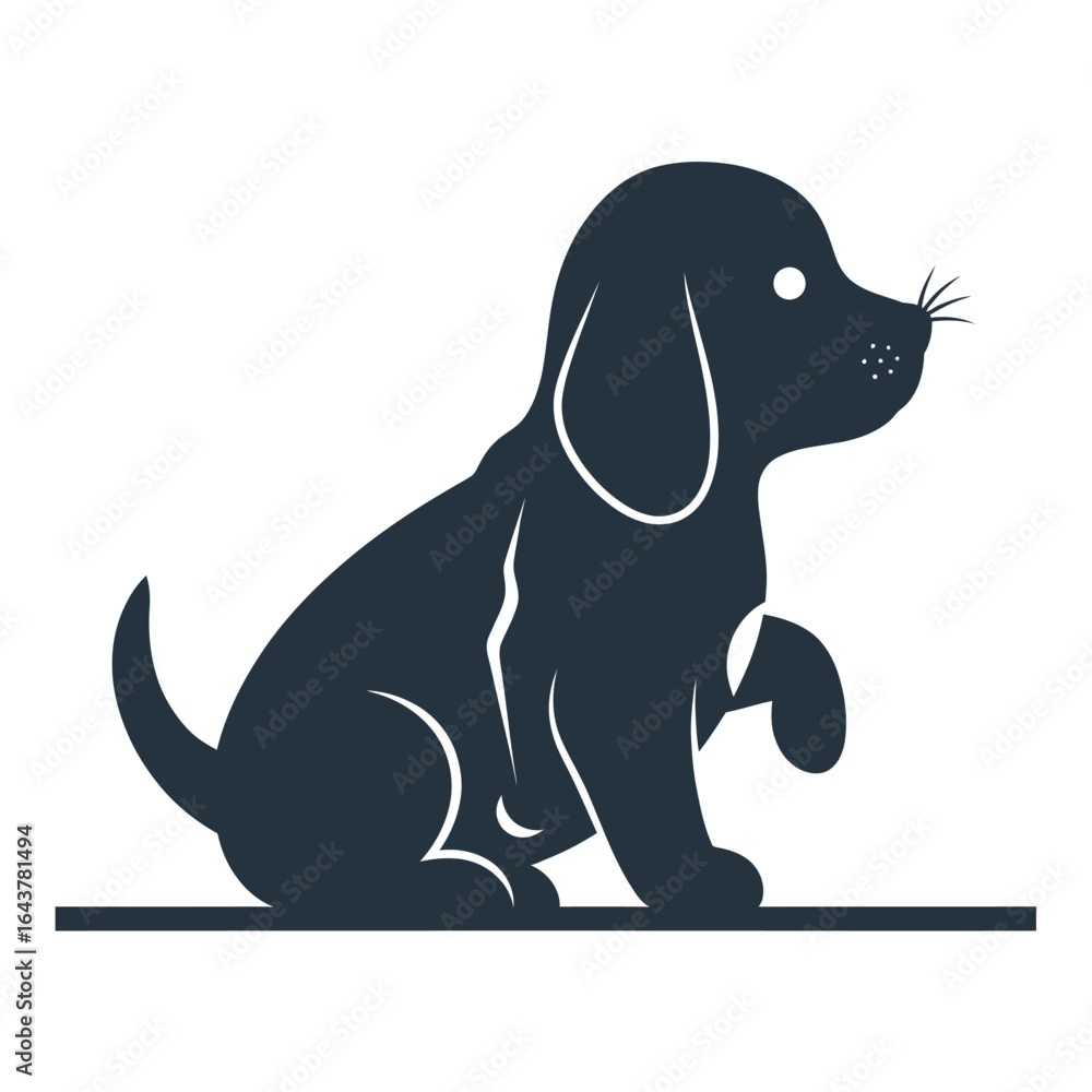 Fototapeta premium Adorable Puppy Silhouette Vector Illustration, Cute Dog Sitting Vector Design for Pet Lovers and Animal Enthusiasts
