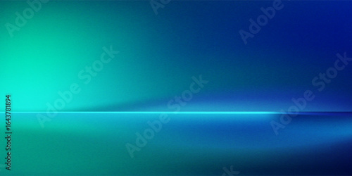 Blue-green gradient studio room, abstract background pattern, walls and floor reflect neon lights, dark tones and feel  speed of digital technology connected blue-green background. Future technology.