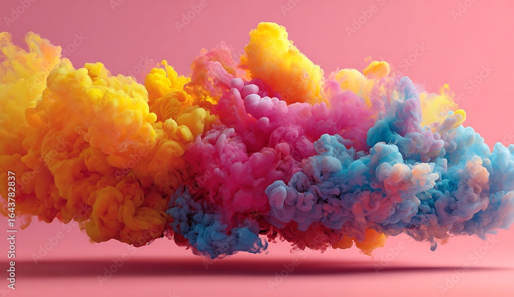 Fototapeta premium Colorful smoke against a pink background