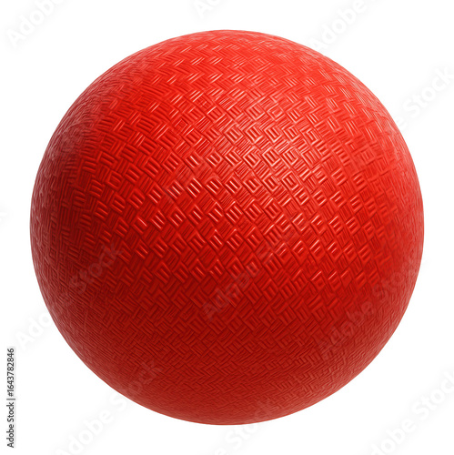 Bright red rubber kickball with a classic diamond texture.