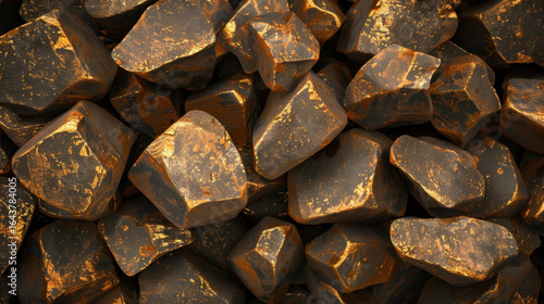 Wallpaper Mural Gold nuggets with dark moody tones create striking visual representation of wealth and luxury, showcasing their unique textures and shimmering surfaces Torontodigital.ca